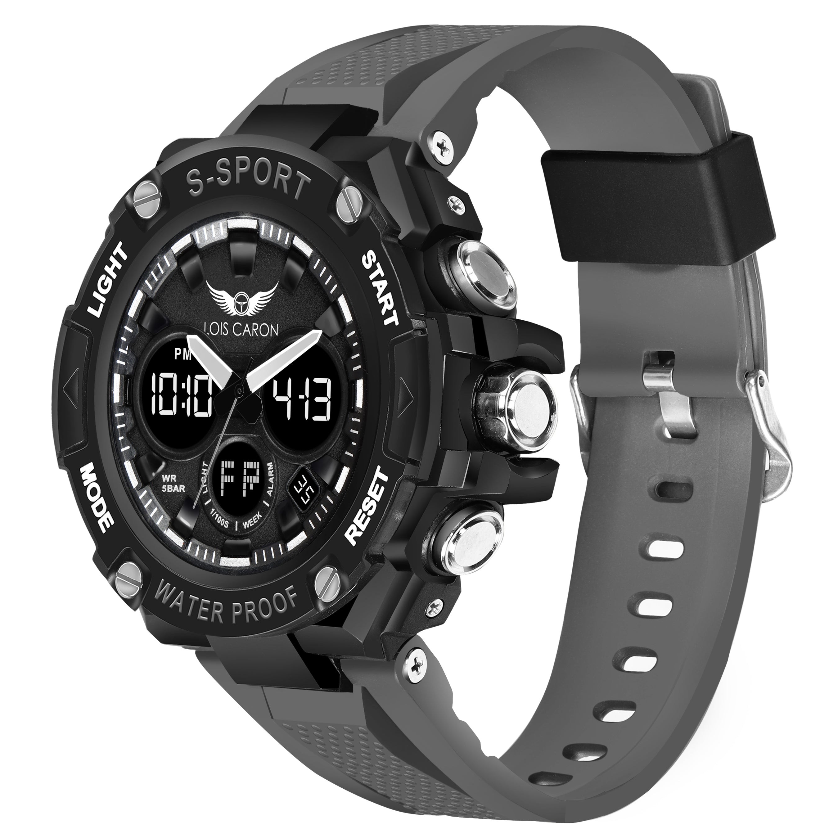 Analog-Digital Sports Watch: Chronograph, Dual Time, Alarm, Stopwatch, Water-Resistant, Shock-Resistant, Back Light Display- The Perfect Watches for Men LCDA8003