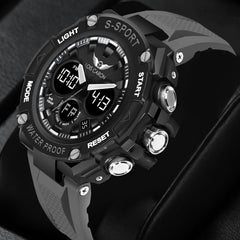 Analog-Digital Sports Watch: Chronograph, Dual Time, Alarm, Stopwatch, Water-Resistant, Shock-Resistant, Back Light Display- The Perfect Watches for Men LCDA8003