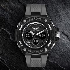 Analog-Digital Sports Watch: Chronograph, Dual Time, Alarm, Stopwatch, Water-Resistant, Shock-Resistant, Back Light Display- The Perfect Watches for Men LCDA8003