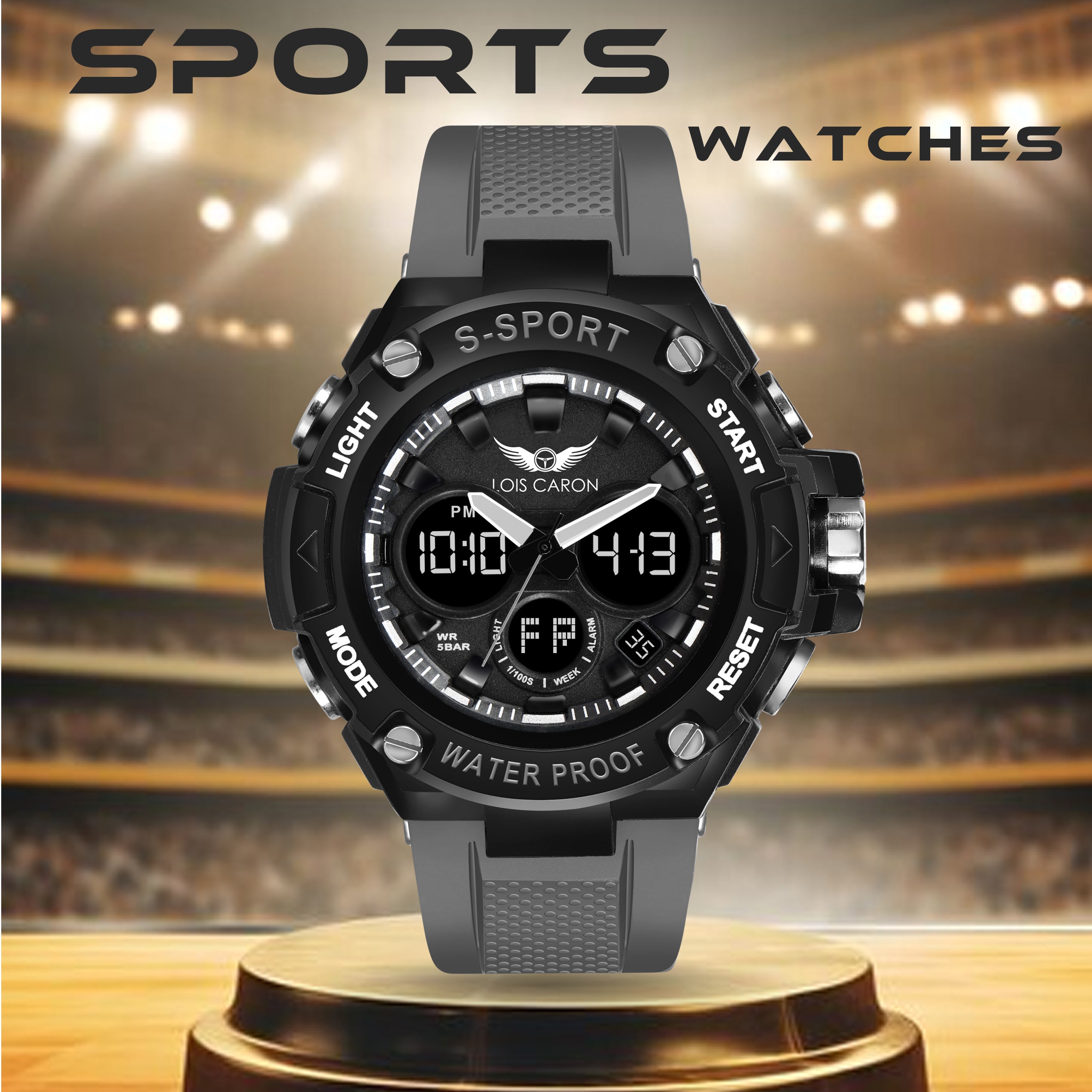 Analog-Digital Sports Watch: Chronograph, Dual Time, Alarm, Stopwatch, Water-Resistant, Shock-Resistant, Back Light Display- The Perfect Watches for Men LCDA8003