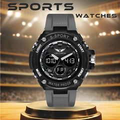 Analog-Digital Sports Watch: Chronograph, Dual Time, Alarm, Stopwatch, Water-Resistant, Shock-Resistant, Back Light Display- The Perfect Watches for Men LCDA8003