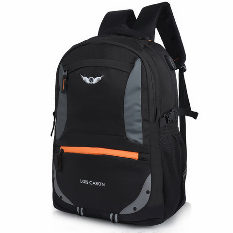 LOIS CARON  Large 35 L Laptop Backpack  Black Color Laptop Backpack With Usb Charging Port, College Computer Bag  (Black) LCB-057