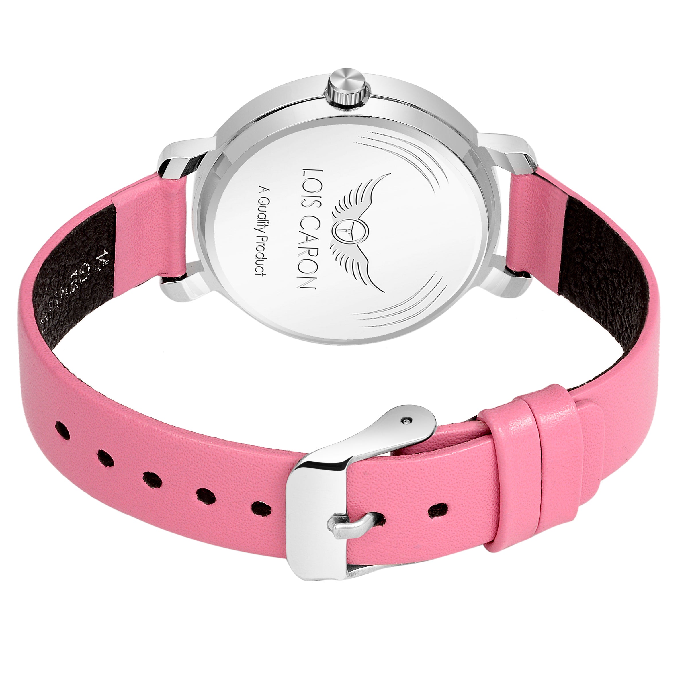WHITE DIAL & PINK LEATHER STRAP FOR GIRLS Analog Watch - For Girls LCS-4694
