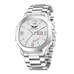 Lois Caron LCS-8314 Men's Quartz Analog Watch with Day & Date Display, Stainless Steel Strap – Stylish Square Dial (Copy)