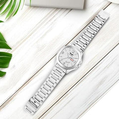 Lois Caron LCS-8314 Men's Quartz Analog Watch with Day & Date Display, Stainless Steel Strap – Stylish Square Dial (Copy)