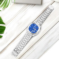 Lois Caron LCS-8313 Men's Quartz Analog Watch with Day & Date Display, Stainless Steel Strap – Stylish Square Dial