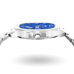 Lois Caron LCS-8313 Men's Quartz Analog Watch with Day & Date Display, Stainless Steel Strap – Stylish Square Dial