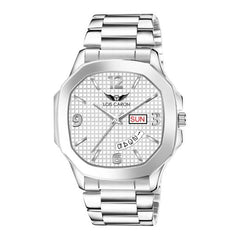 Lois Caron LCS-8314 Men's Quartz Analog Watch with Day & Date Display, Stainless Steel Strap – Stylish Square Dial (Copy)