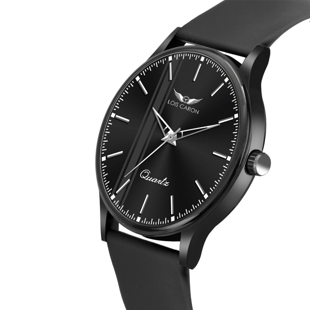 Long Lasting Black Platting With Slim Case and High Quality Silicon Strap Boys Analog Watch - For Men LCS-8805