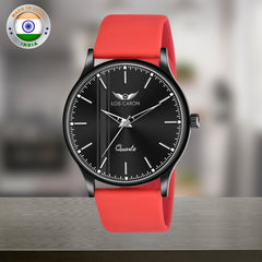 Long Lasting Black Platting With Slim Case and High Quality Silicon Strap Boys Analog Watch - For Men LCS-8809