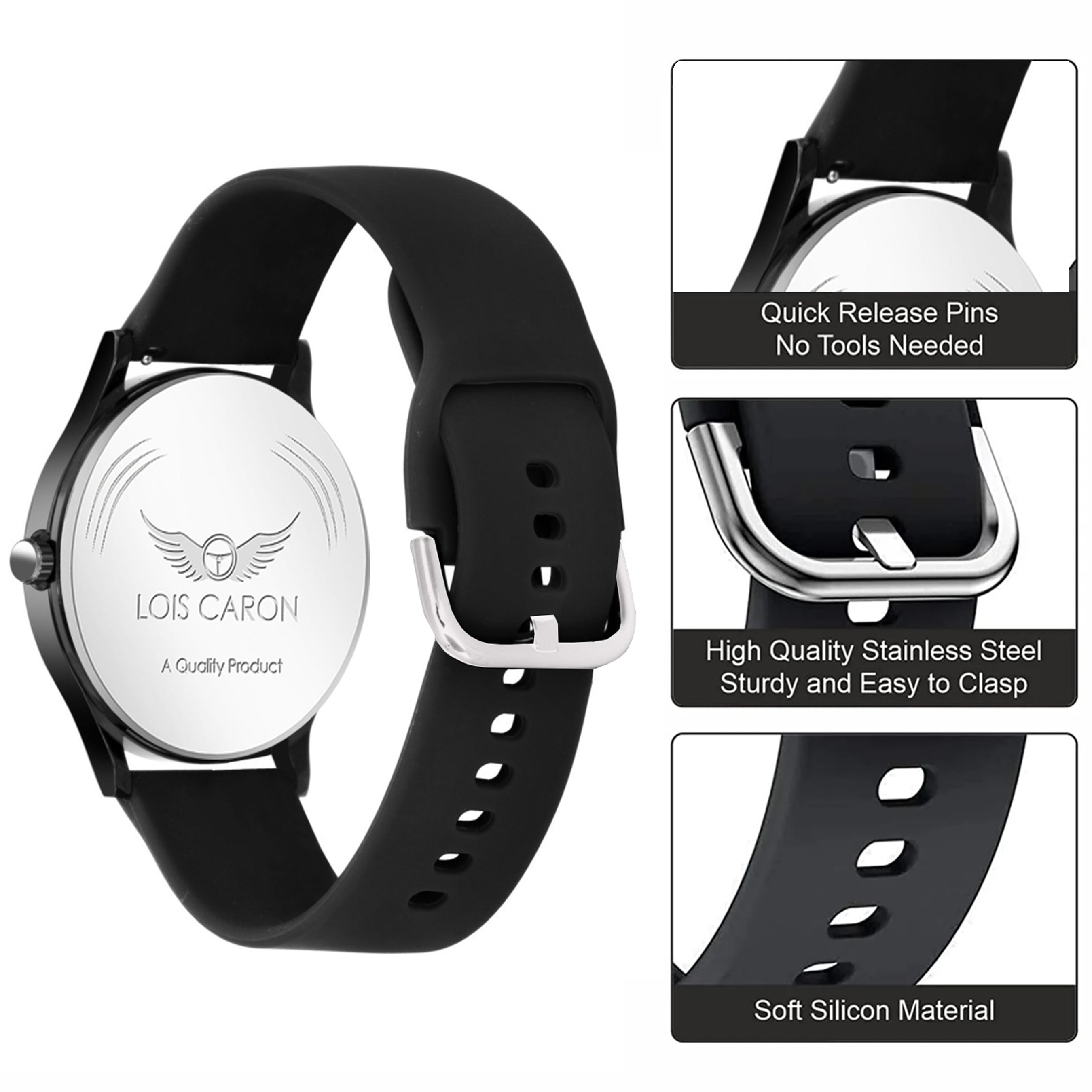 Long Lasting Black Platting With Slim Case and High Quality Silicon Strap Boys Analog Watch - For Men LCS-8806