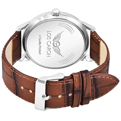 LOIS CARON Ultra Slim Series White Dial & Brown Leather Strap for Boys Analog Watch - for Men(LCS-4255)