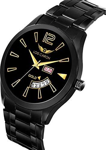 LOIS CARON Original Black Plated Day & Date Functioning Analogue Dial Men's Watch (LCS-8446)