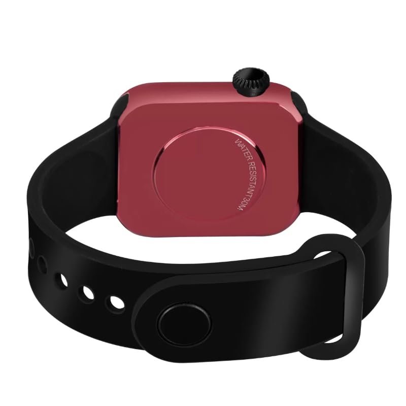 LOIS CARON Teenagers Luxurious Fashion Silicone Black Colored Digital Watch - for Boys & Girls D-1033 (Red)