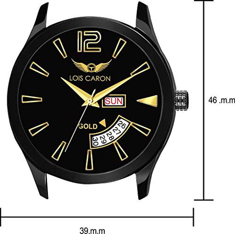 LOIS CARON Original Black Plated Day & Date Functioning Analogue Dial Men's Watch (LCS-8446)