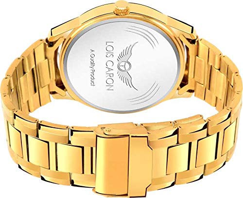 LOIS CARON Analogue Men's Watch (White Dial Gold Colored Strap)  LCS-8404