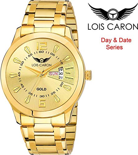 LOIS CARON Analogue Men's Watch (White Dial Gold Colored Strap)  LCS-8404